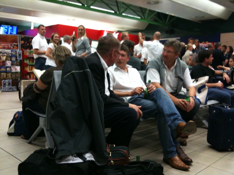 At the airport Nick Fry & Ross Brawn